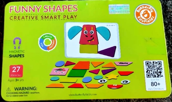 FUNNY SHAPES  -Creative Smart play | Magnetic Shapes 27 Piece Set | 80 + Fun Creations | For Age 3 +