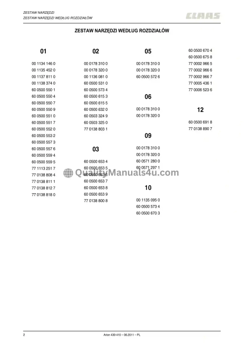 Class ARION 430 - 410 Naprawa PL Repair Manual Download