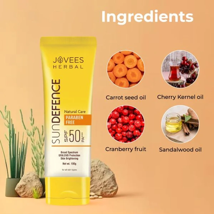 Jovees Sun Defence Cream SPF 50 | Broad Spectrum PA+++ | Protects