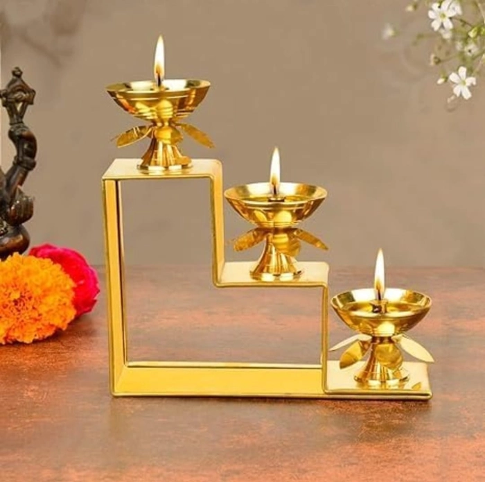 3 Step Elegant Brass Diya