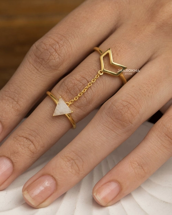 Mix and Match multi triangle ring in gold and diamonds. – Djula.fr