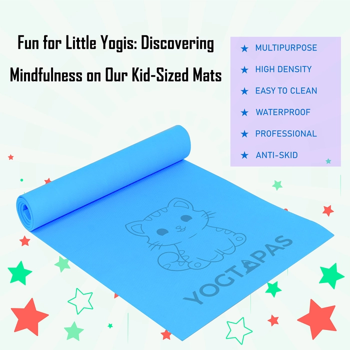 Yogtapas kitty yoga mat for kids Blue