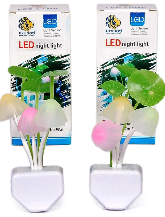 STYLISH SHOP ONLINE Plastic Led Night Lamp Soft Light Illumination Auto On/Off, Mushroom Lamp