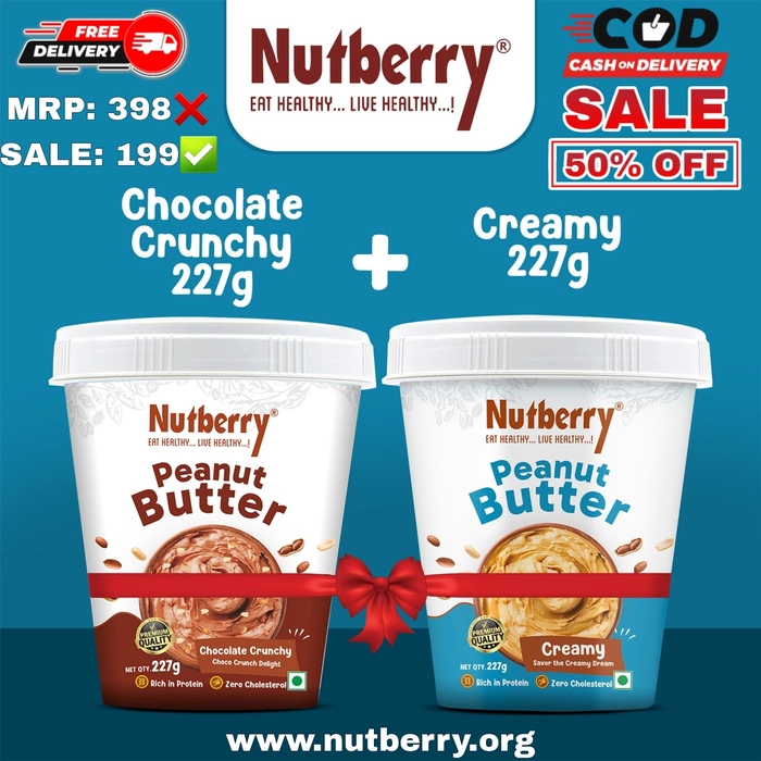 NUTBERRY CHOCOLATE CRUNCHY 227GM + CLASSIC CREAMY 227GM COMBO