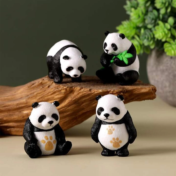4Pcs Panda Miniature Toys Cake Topper