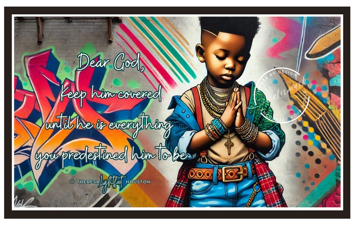 Covered in Prayer Mini Poster - African American Boy