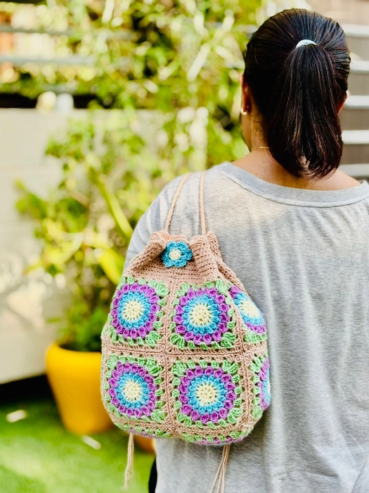 Moss Meadow crochet Backpack