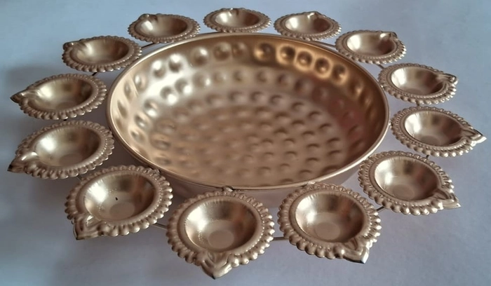 Ekum Store Diwali Decorative Diya Urli  - for home and office decor (in 3 sizes); Metal Art