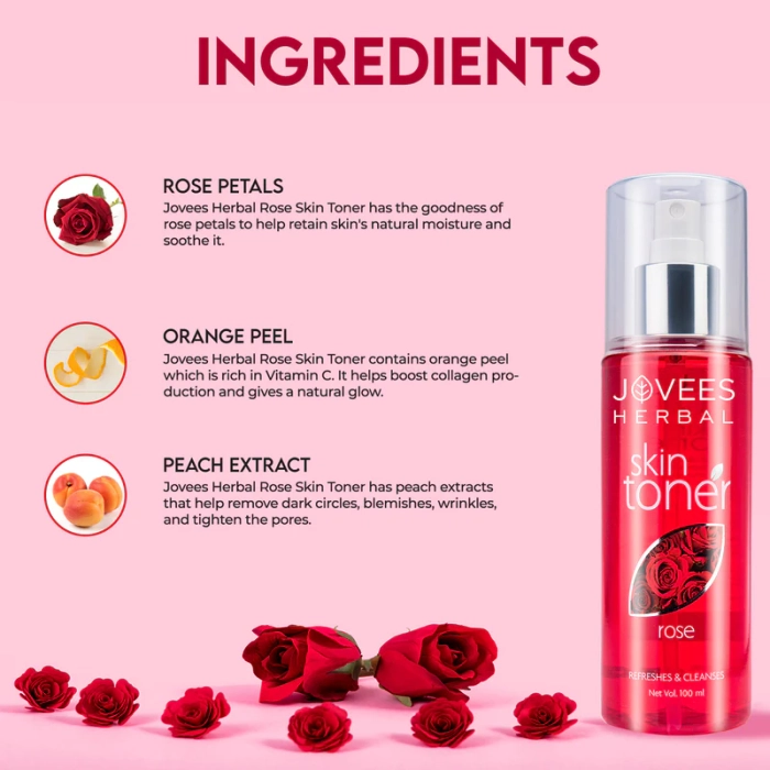 Jovees Rose Skin Toner | Tightens Pores | For Normal to Dry Skin