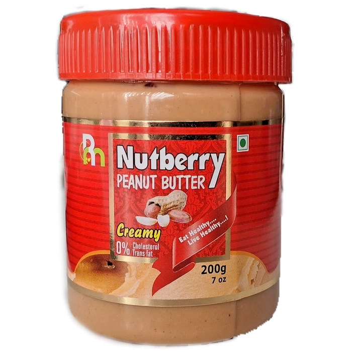 Nutberry Peanut Butter creamy 200gm jar (regular, 200gm) | Vegan | Cholesterol Free | No Hydrogenated Oil | Zero Trans-Fat