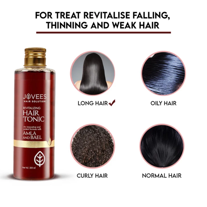 Jovees Revitalising Amla & Bael Hair Tonic | Long, Strong & Thick Hair