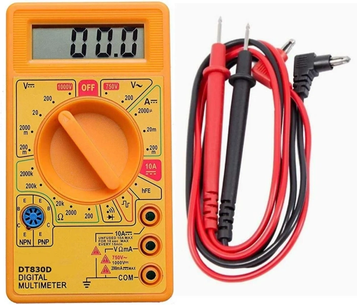 Digital Multimeter Small Yellow Color LCD AC DC Measuring Voltage Current
