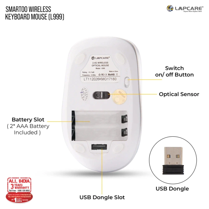 Lapcare Smartoo Wireless Combo White+Silver