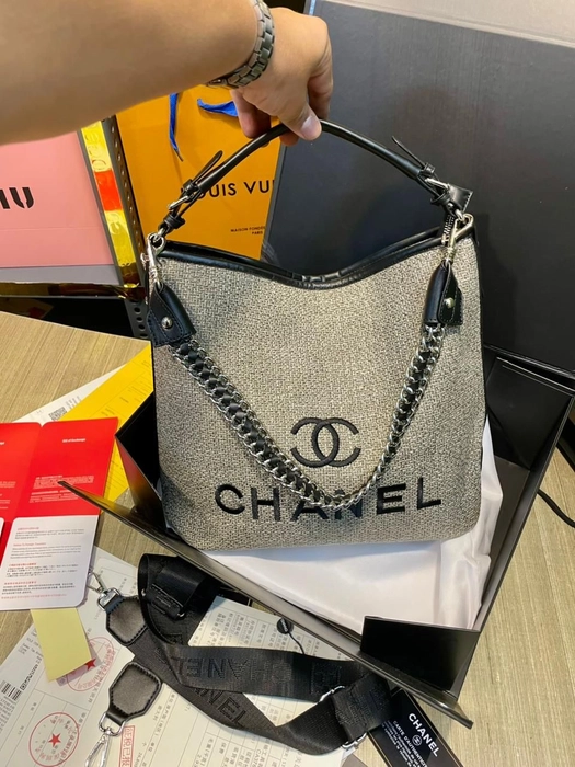 Chanel Large Hobo Bag with Chain Detail