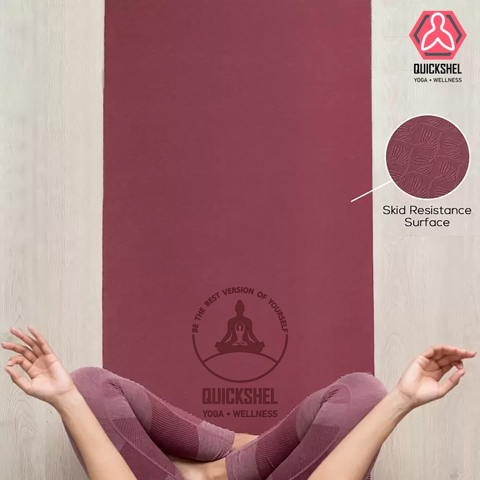 Quick Shel Lightweight,Anti-Slip,Soft EVA Mat with Carry Bag for Women & Men,Gym & Exercise Wine 6 mm Yoga Mat