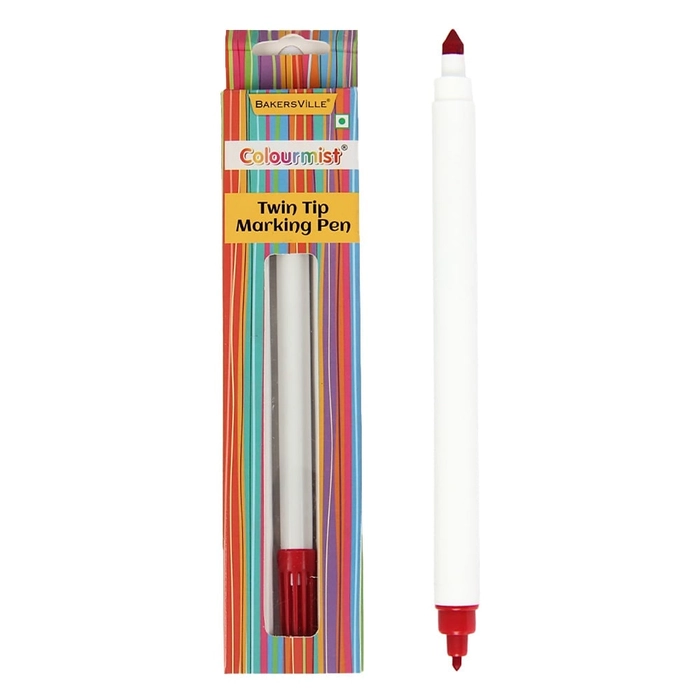 Colourmist Red Color Edible Twin Tip Marker Pen Food Coloring Double Side Food Grade with Fine & Thick Tip
