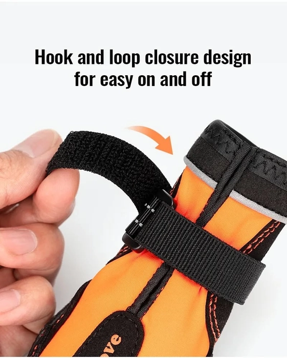 Truelove Waterproof Pet Boots for Dogs – Orange (Set of 4)