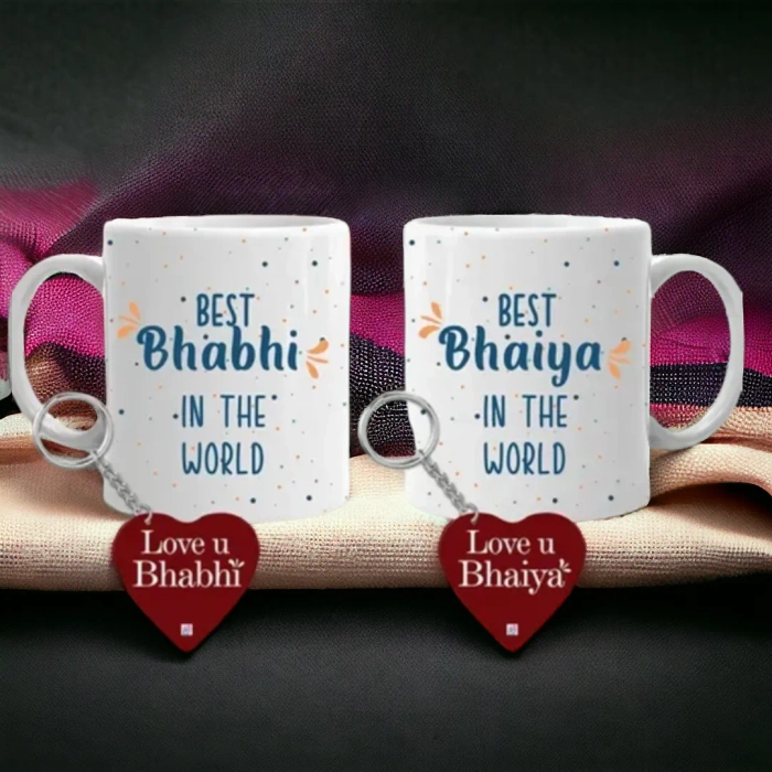 NH10 DESIGNS Happy Anniversary Printed Heart Handle Mug With Keychain For  Bhaiya and Bhabhi Marriage Anniversary