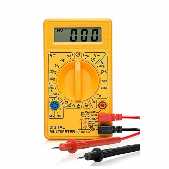 Digital Multimeter Small Yellow Color LCD AC DC Measuring Voltage Current