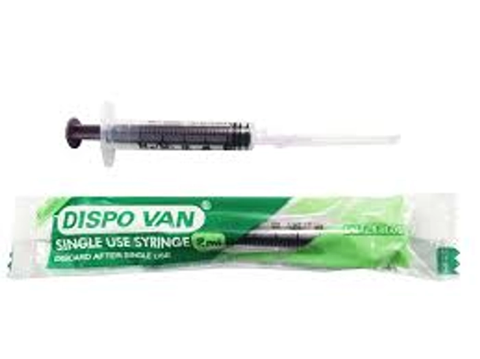 Dispovan Syringe with Needle - 24G x 1Inch Pack of 100