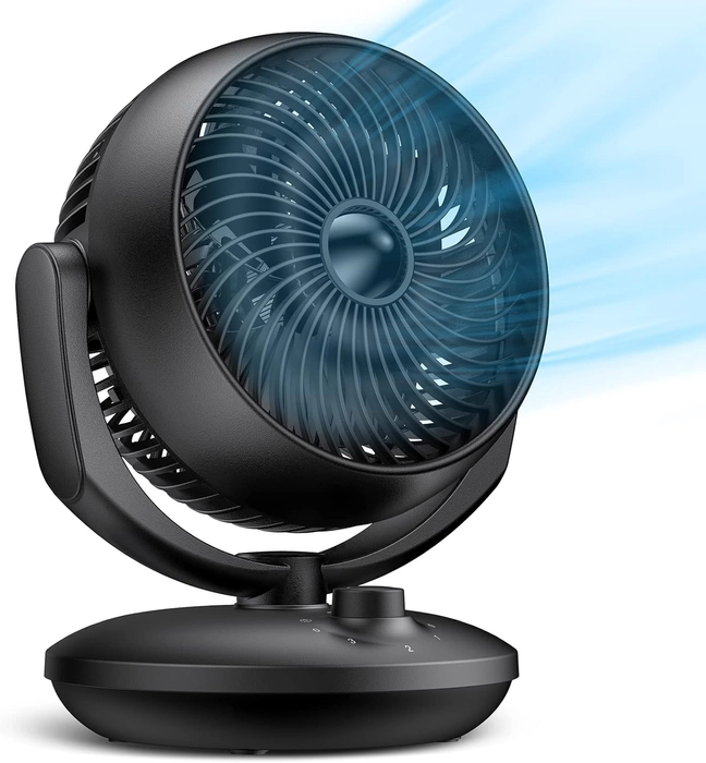 Ventilateur Silencieux Ultra Puissant,22dB Portable & Table,Circulation d'air Turbo 3D Pour Bureau Avec 3 Vitesses et Inclinaison Réglable à 90 ° pour Pièces de 15 m², Chambre à Coucher, Salon