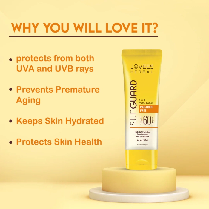 Jovees Sun Guard Lotion SPF 60 PA+++ Broad Spectrum | Matte Lotion