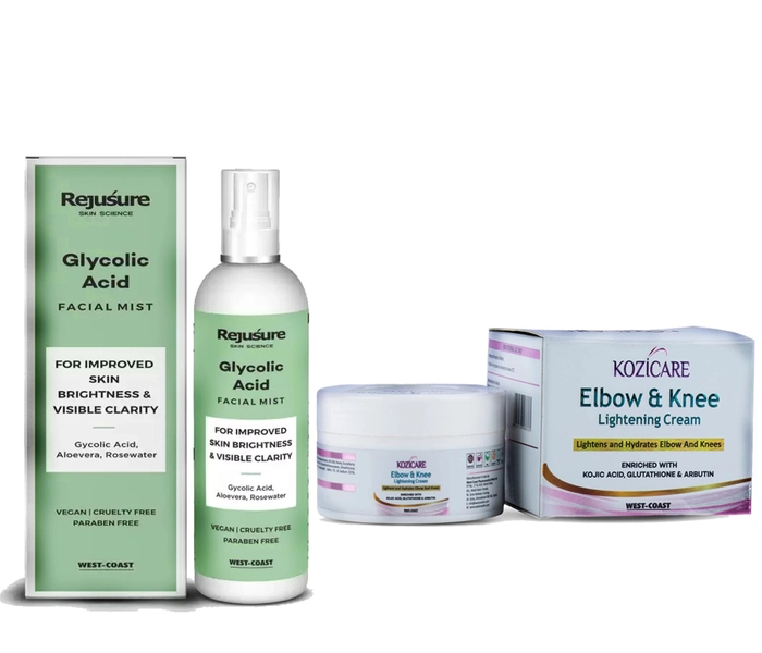 Rejusure Glycolic Acid Face mist + Kozicare Elbow & Knee Lightening Cream (Combo Kit For Skin)