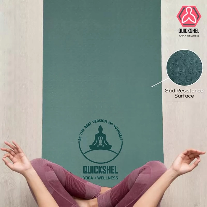 Quick Shel Lightweight,Anti-Slip,Soft EVA Mat with Carry Bag for Women & Men,Gym & Exercise Army Green 6 mm Yoga Mat