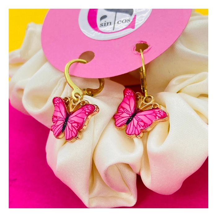 Pink barbie-core butterfly earrings