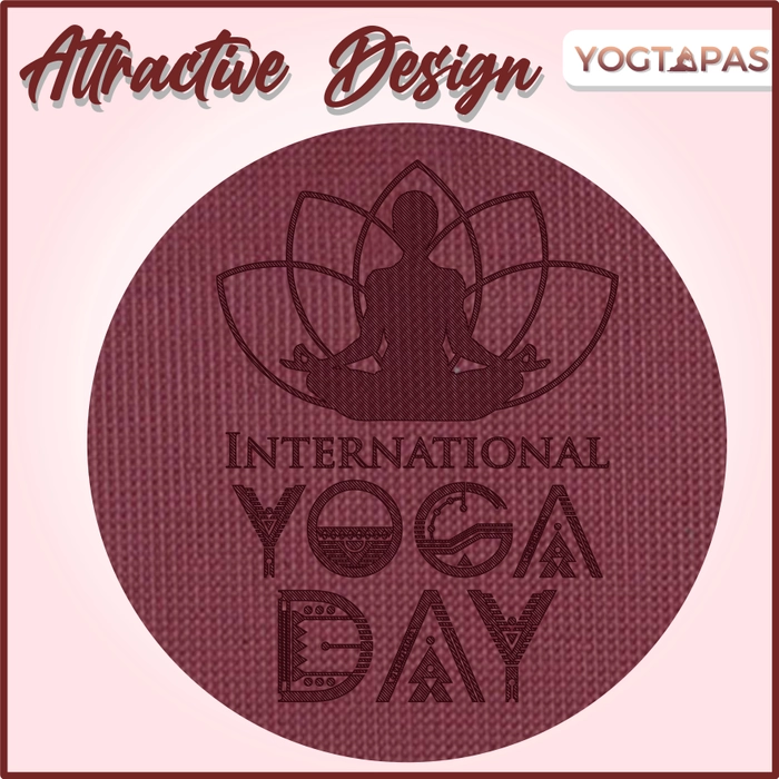 YOGTAPAS 6MM Thick | International Yoga Day Yoga Mat with Bag For Women and Men | Anti-Skid Exercise Printed Mat Extra Long & Wide (Color - Wine)(Mat Size - 2fts x 6fts)