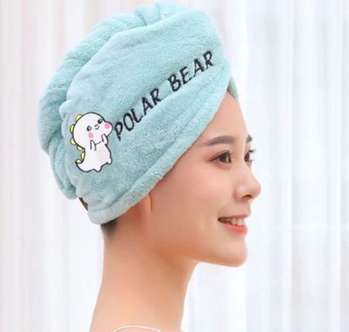 HAIR DRYING TOWEL MICROFIBER HAIR TOWEL WRAP WITH BUTTONS