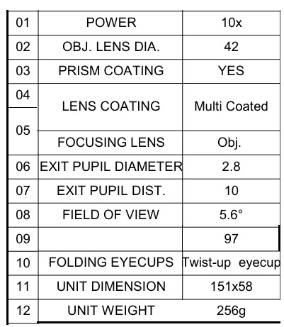 TELESCOPE/MONOCULAR 10X-42