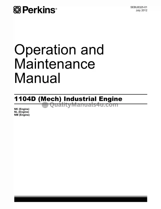 Hyundai Engine PERKINS 1104D Operation & Maintenance Manual Download