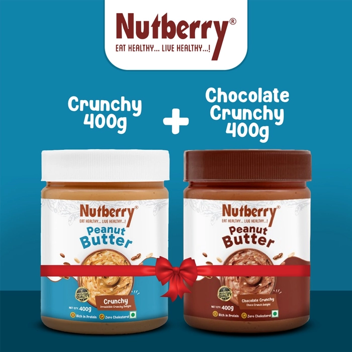 NUTBERRY CLASSIC CRUNCHY & CHOCOLATE CRUNCHY 400GM COMBO PEANUT BUTTER