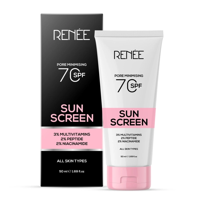 RENEE Pore Minimising Sunscreen SPF 70 with 3% multivitamins, 2% Peptides and 2% Niacinamide