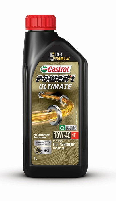 Castrol POWER1 ULTIMATE 10W-40 4T Full Synthetic Engine Oil for Bikes 1L