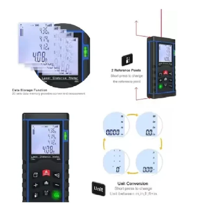 Laser Distance Meter 60 Meter Laser Distance Meter Non-magnetic LDM-02