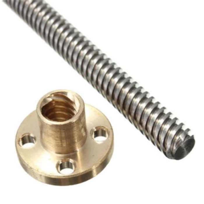 500mm Trapezoidal 4 Start Lead Screw 8mm Thread 2mm Pitch Lead Screw with Copper Nut