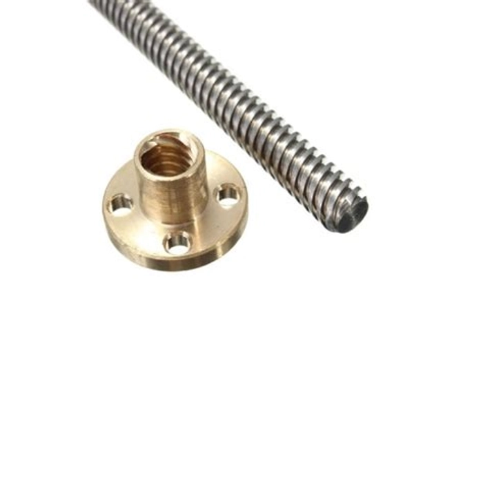 215mm Trapezoidal 4 Start Lead Screw 8mm Thread 2mm Pitch Lead Screw with Copper Nut