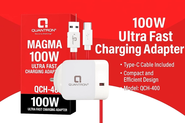 Quantron Magma QCH-400 100W | Ultra Fast Charging | Adapter with Type-C Cable | White