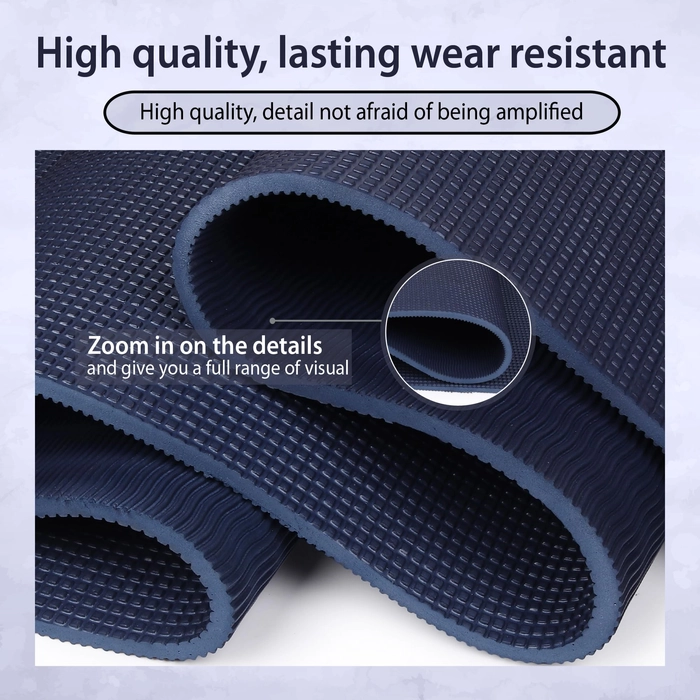 Quick Shel Yoga mats Exercise Mat Anti-Skid Water/Dirt Proof Lightweight easy to Carry for home and gym workouts for men women children with Carry Bag (Navy Blue) (2fts x 6fts) (6mm Thickness)