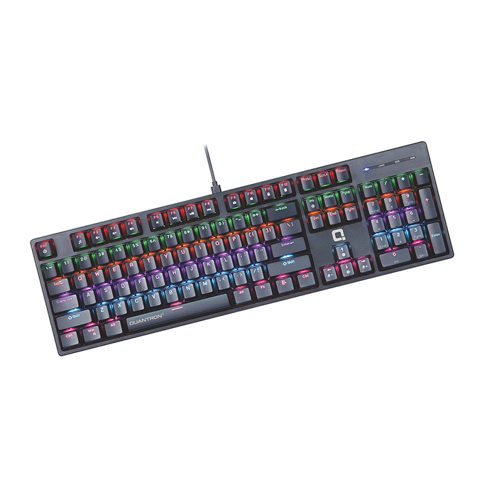Quantron Mechanical Wired Gaming Keyboard with 104 Keys | 1.5 Meter Detachable Wire, Multi Color LED Modes, Integrated Multimedia Keys | QKB-18