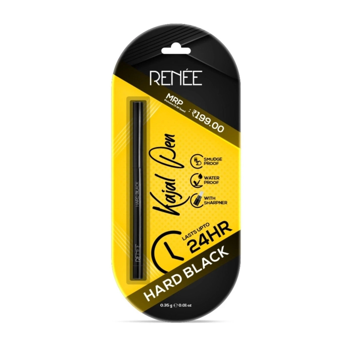 RENEE Hard Black Kajal Pen with Sharpener 0.35gm