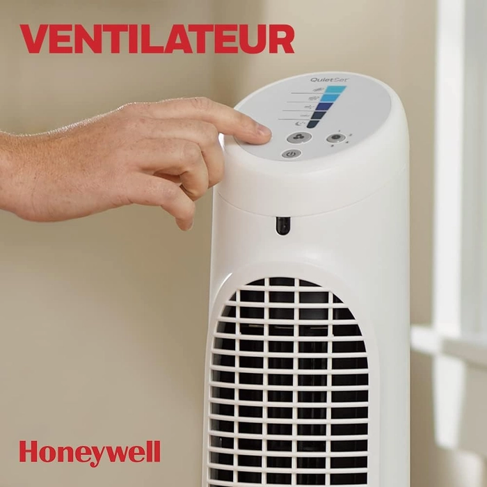 Honeywell - Ventilateur colonne oscillant pour toute la pièce Honeywell QuietSet (5 vitesses, oscillation à 80 °, fonction minuterie, voyants automatiques et télécommande) HY260 Visiter la boutique Ho