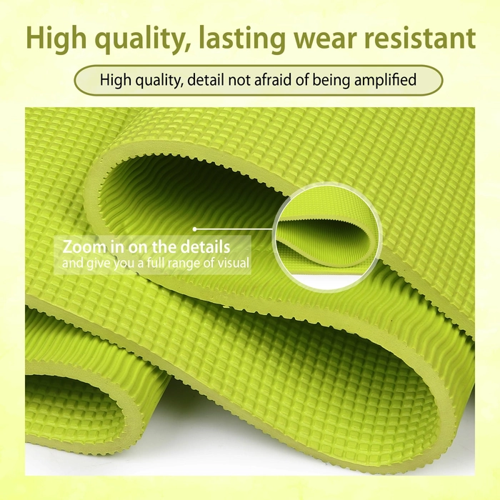 Quick Shel Extra Thick 10mm Thickness Yoga mats Exercise Mat Anti-Skid Water/Dirt Proof Lightweight easy to Carry for home and gym workouts for men women children with Carry Strap (Green) (2fts x 6fts