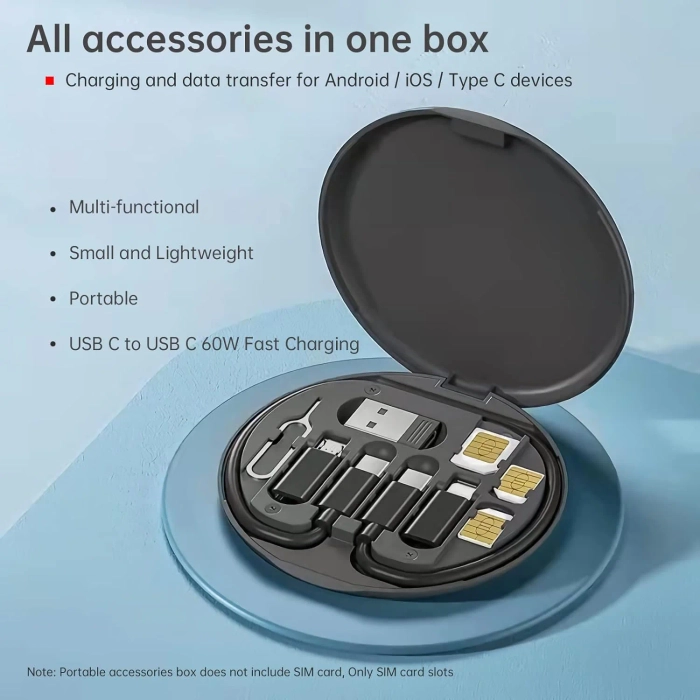 MULTIFUNCTIONAL 60W USB DATA CABLE FAST CHARGE LINE STORAGE BOX