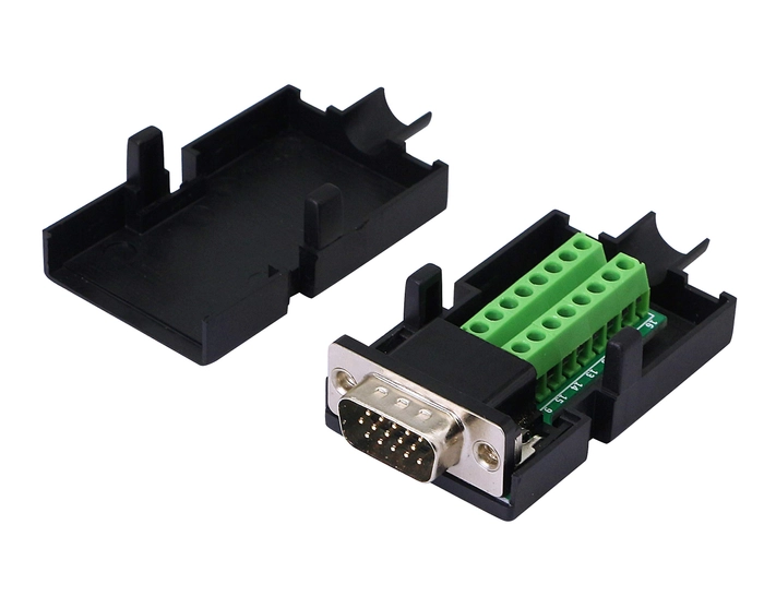 DB15 Solderless Male RS232 D-SUB Serial Adapter, 15 pin