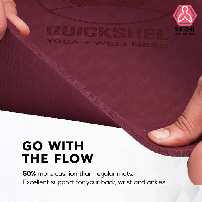 Quick Shel Lightweight,Anti-Slip,Soft EVA Mat with Carry Bag for Women & Men,Gym & Exercise Wine 6 mm Yoga Mat