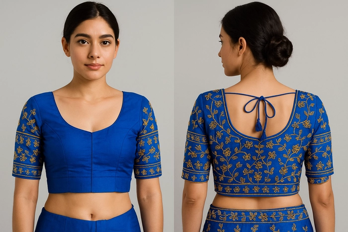 Royal blue embodarded blouse (limited edition)