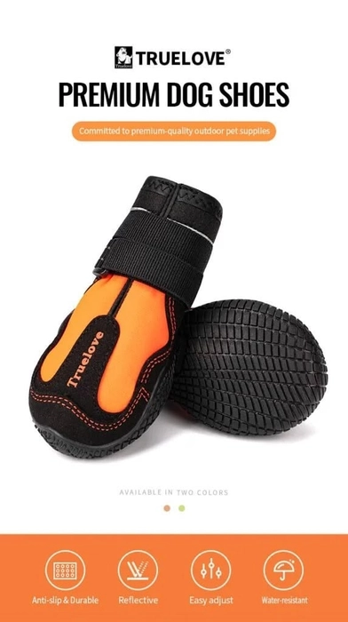 Truelove Waterproof Pet Boots for Dogs – Orange (Set of 4)